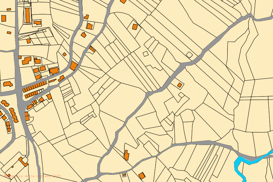 Cadastral map of the centre of Zungoli: parcels and buildings, Agenzia delle Entrate cartography