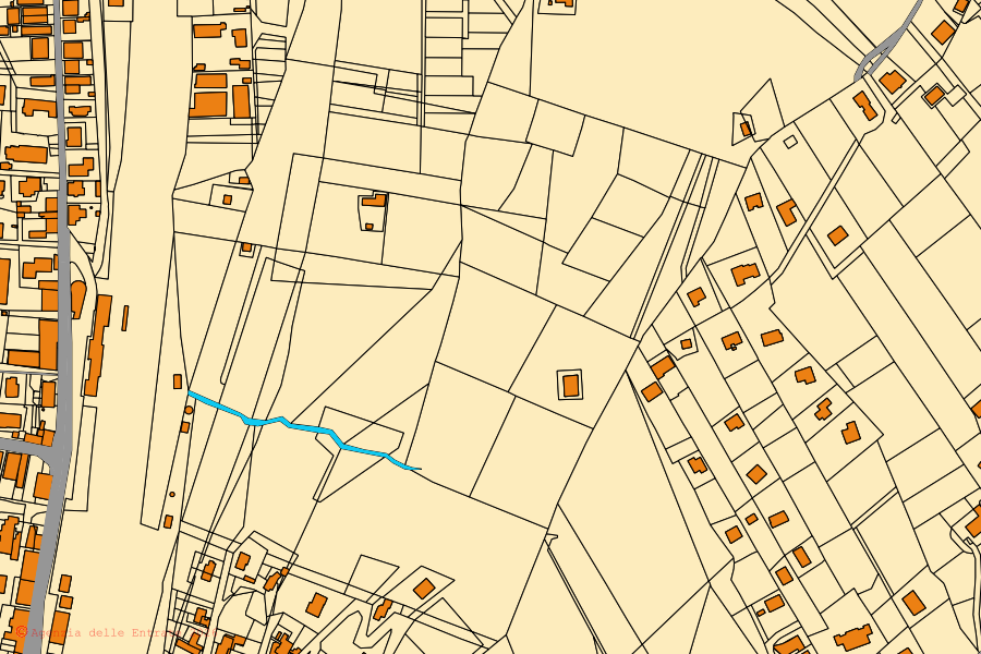 Mapa catastral del centro de Agropoli: parcelas y edificios, cartografía de la Agenzia delle Entrate