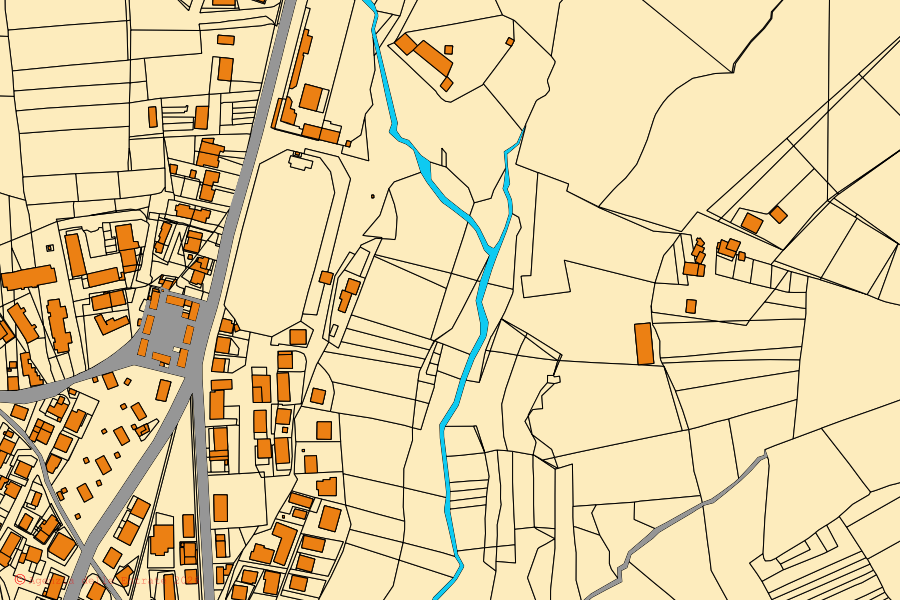 Mapa catastral del centro de Atella: parcelas y edificios, cartografía de la Agenzia delle Entrate