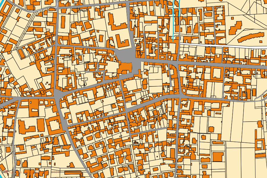 Mapa catastral del centro de Casandrino: parcelas y edificios, cartografía de la Agenzia delle Entrate