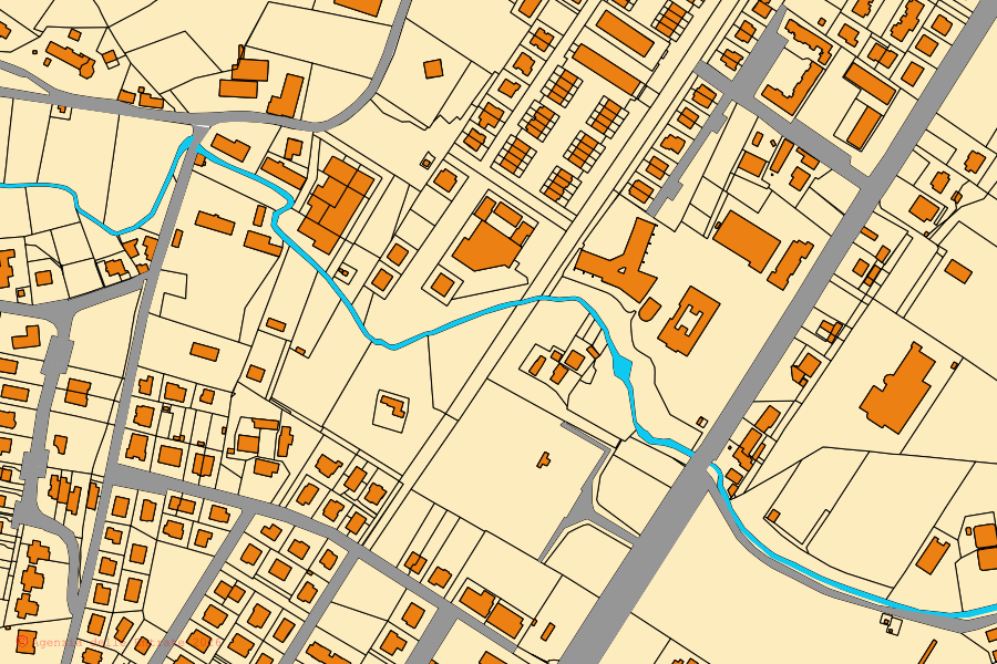 Mapa catastral del centro de Castrocaro Terme e Terra del Sole: parcelas y edificios, cartografía de la Agenzia delle Entrate