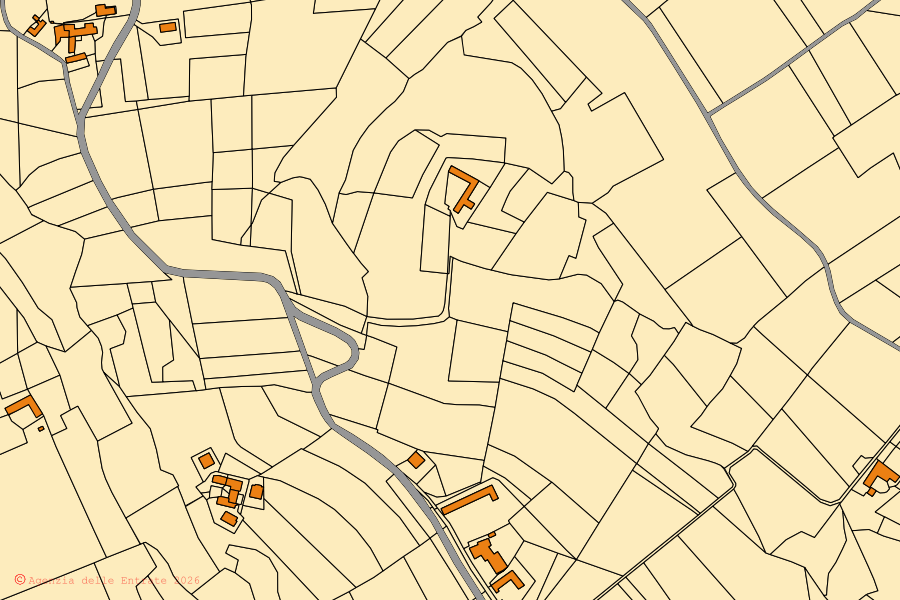 Mapa catastral del centro de Cessole: parcelas y edificios, cartografía de la Agenzia delle Entrate