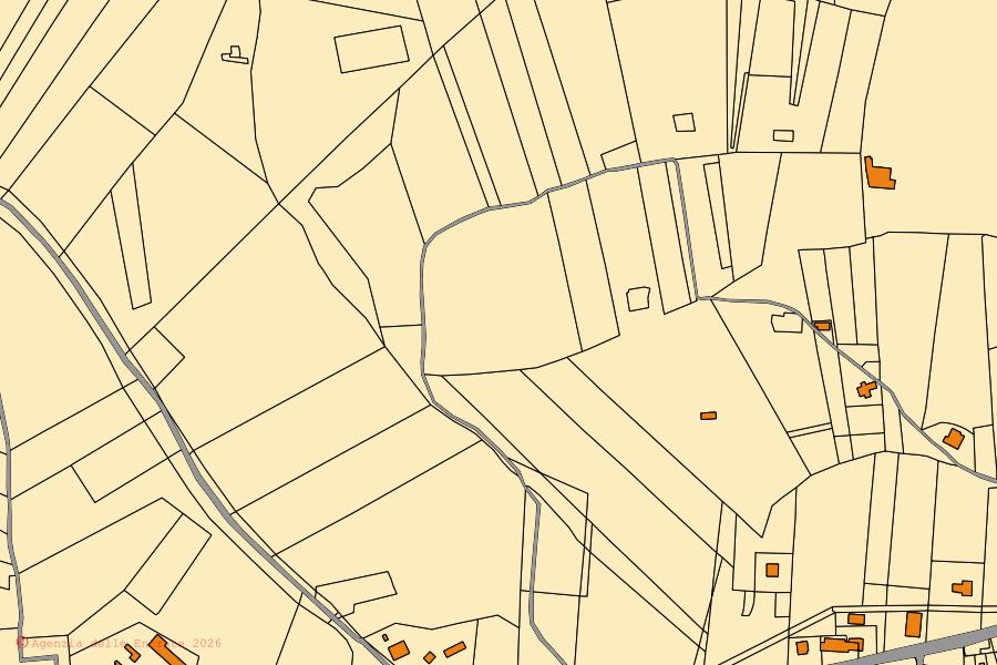 Mapa catastral del centro de Colonnella: parcelas y edificios, cartografía de la Agenzia delle Entrate
