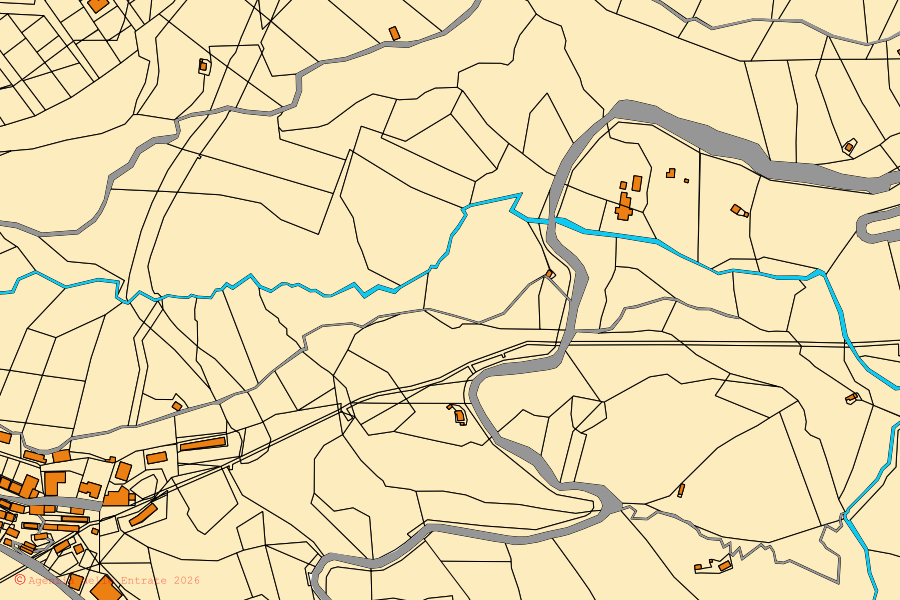 Mapa catastral del centro de Cropalati: parcelas y edificios, cartografía de la Agenzia delle Entrate