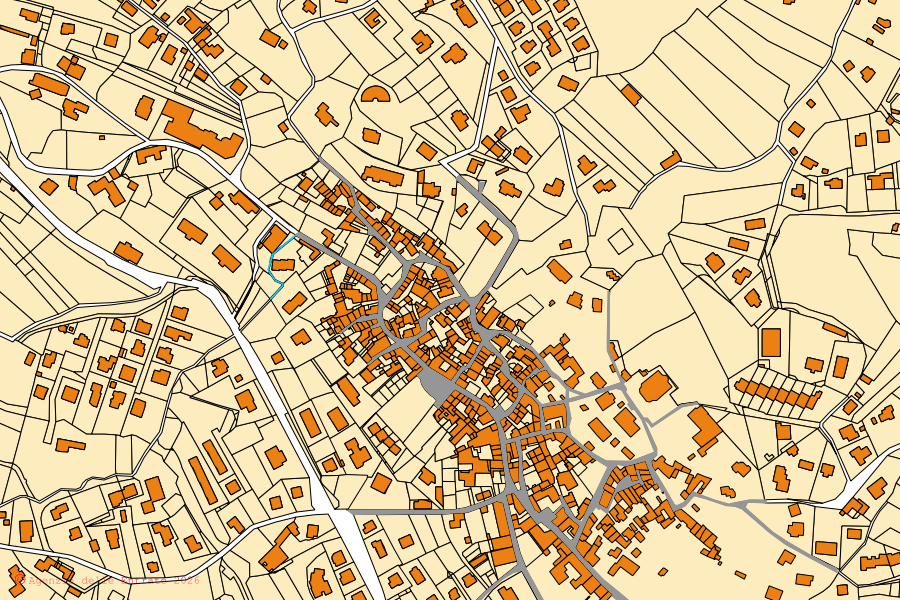 Mapa catastral del centro de Cunardo: parcelas y edificios, cartografía de la Agenzia delle Entrate