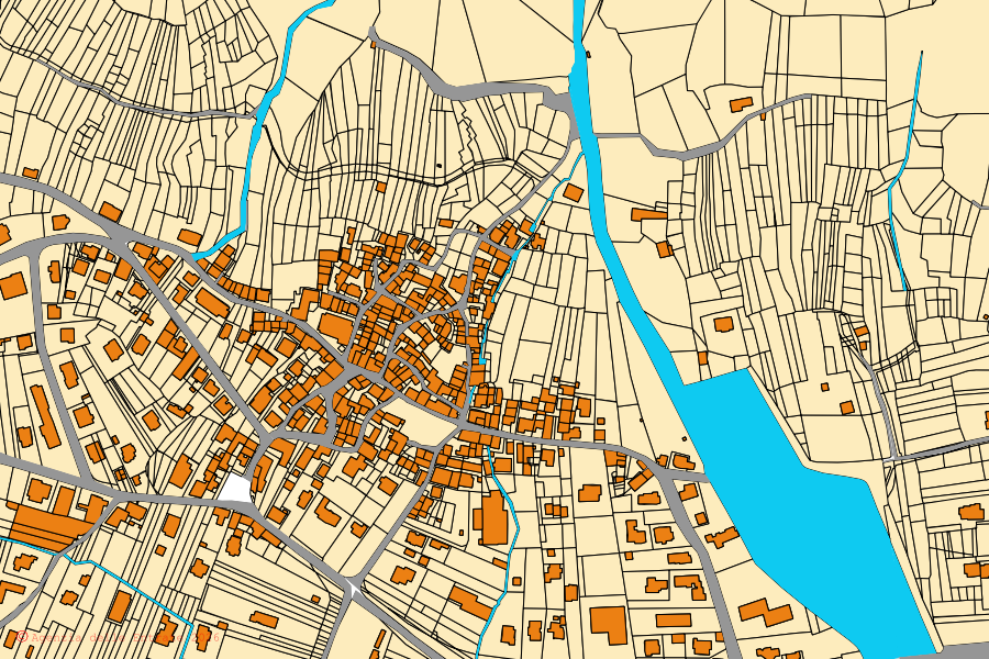 Mapa catastral del centro de Dubino: parcelas y edificios, cartografía de la Agenzia delle Entrate