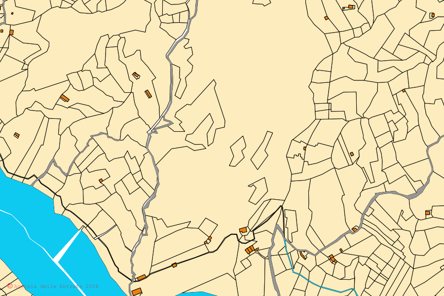 Mapa catastral del centro de Furci Siculo: parcelas y edificios, cartografía de la Agenzia delle Entrate