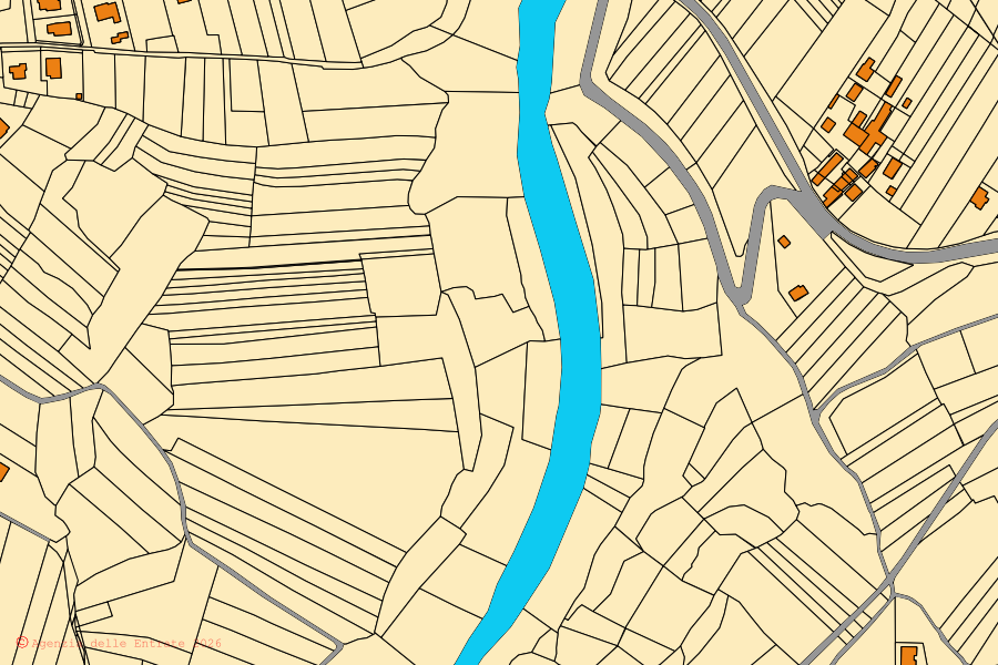 Mapa catastral del centro de Gaiola: parcelas y edificios, cartografía de la Agenzia delle Entrate