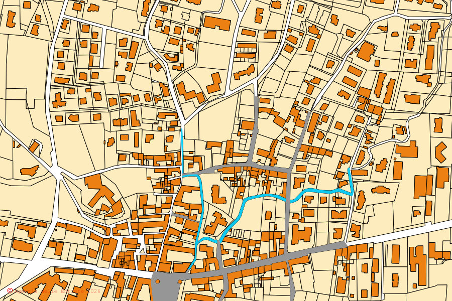 Mapa catastral del centro de Grumello del Monte: parcelas y edificios, cartografía de la Agenzia delle Entrate