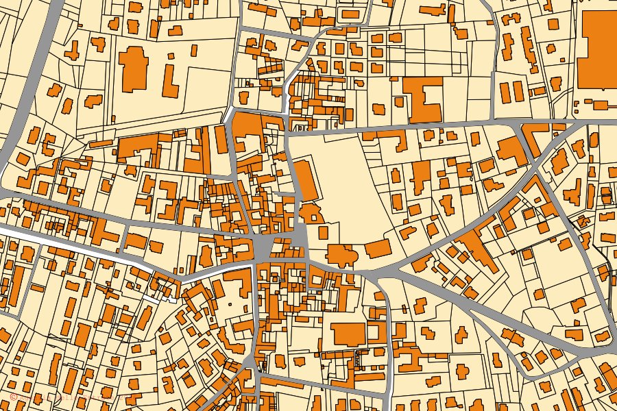 Mapa catastral del centro de Jerago con Orago: parcelas y edificios, cartografía de la Agenzia delle Entrate