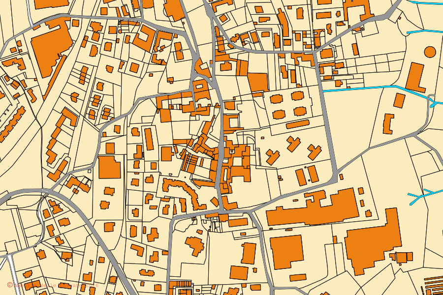 Mapa catastral del centro de Lambrugo: parcelas y edificios, cartografía de la Agenzia delle Entrate