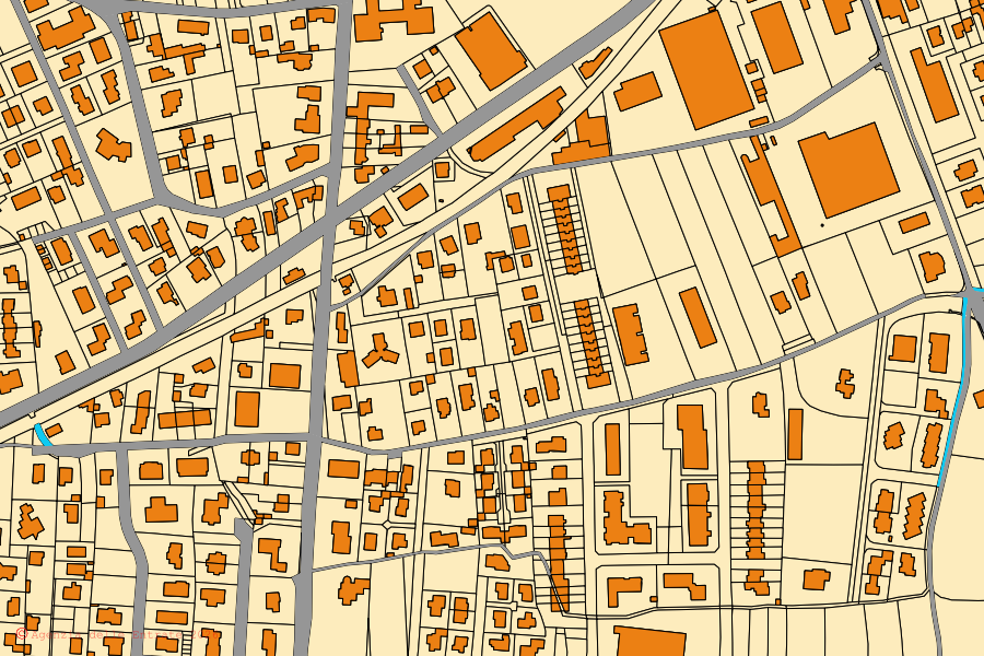 Mapa catastral del centro de Maniago: parcelas y edificios, cartografía de la Agenzia delle Entrate