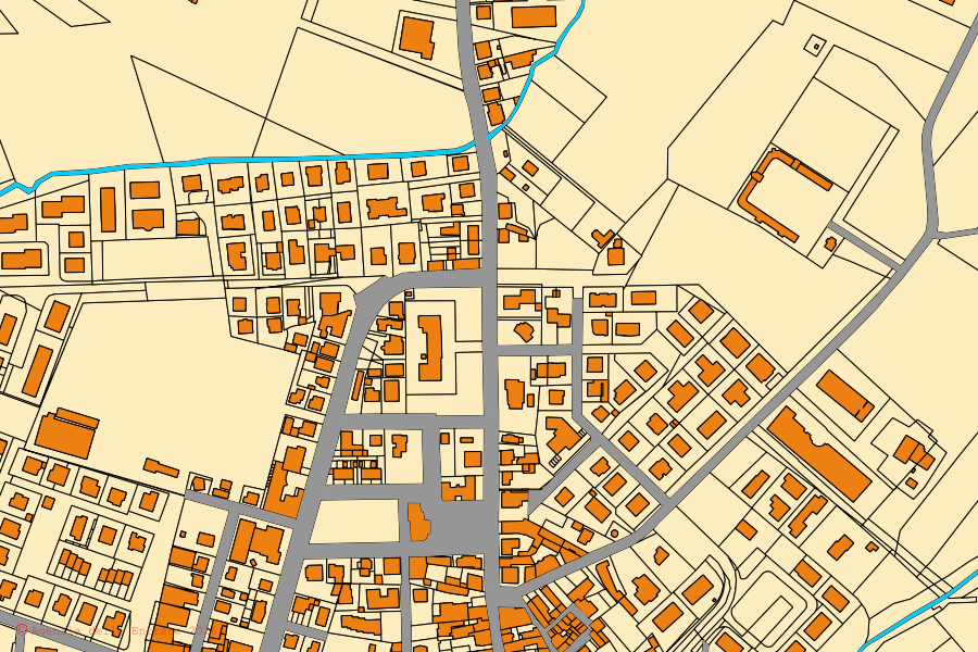 Mapa catastral del centro de Medesano: parcelas y edificios, cartografía de la Agenzia delle Entrate