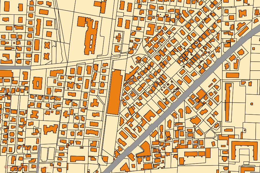 Mapa catastral del centro de Mira: parcelas y edificios, cartografía de la Agenzia delle Entrate