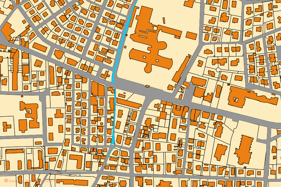 Mapa catastral del centro de Montebelluna: parcelas y edificios, cartografía de la Agenzia delle Entrate