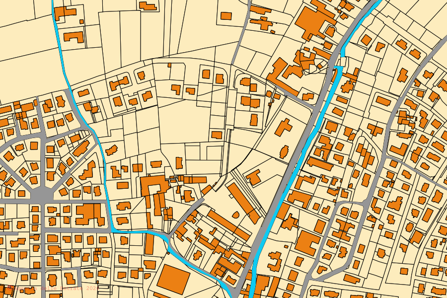 Mapa catastral del centro de Nove: parcelas y edificios, cartografía de la Agenzia delle Entrate