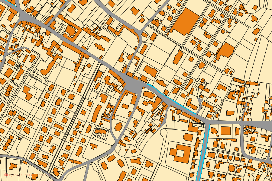 Mapa catastral del centro de Orsago: parcelas y edificios, cartografía de la Agenzia delle Entrate