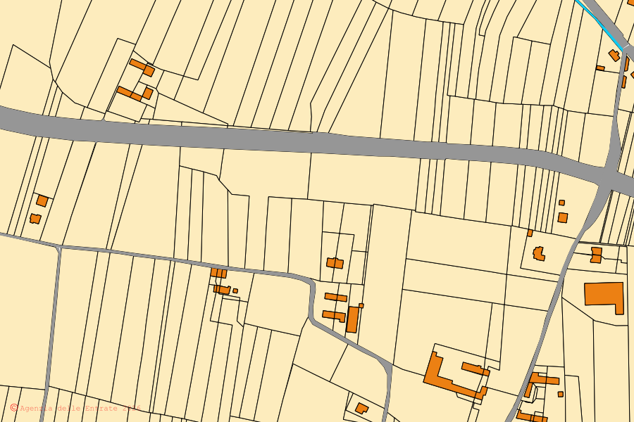 Mapa catastral del centro de Osasco: parcelas y edificios, cartografía de la Agenzia delle Entrate