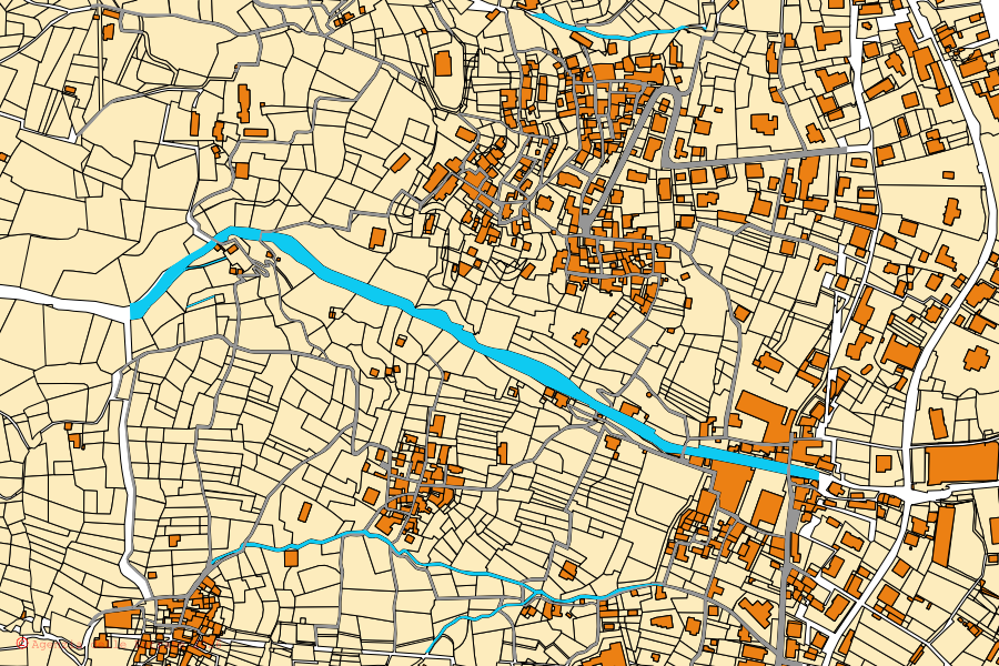 Mapa catastral del centro de Pianello del Lario: parcelas y edificios, cartografía de la Agenzia delle Entrate
