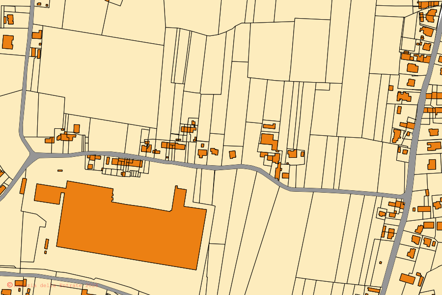 Mapa catastral del centro de Salara: parcelas y edificios, cartografía de la Agenzia delle Entrate