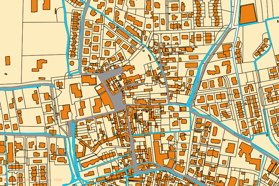 Mapa catastral del centro de San Genesio ed Uniti: parcelas y edificios, cartografía de la Agenzia delle Entrate