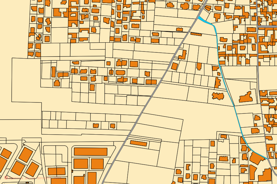 Mapa catastral del centro de San Marcellino: parcelas y edificios, cartografía de la Agenzia delle Entrate