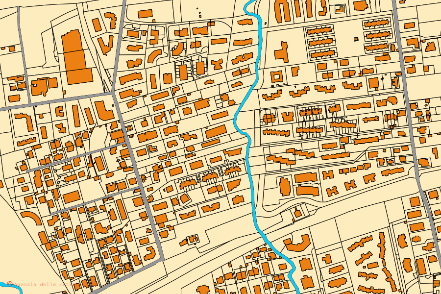 Mapa catastral del centro de Santa Marinella: parcelas y edificios, cartografía de la Agenzia delle Entrate