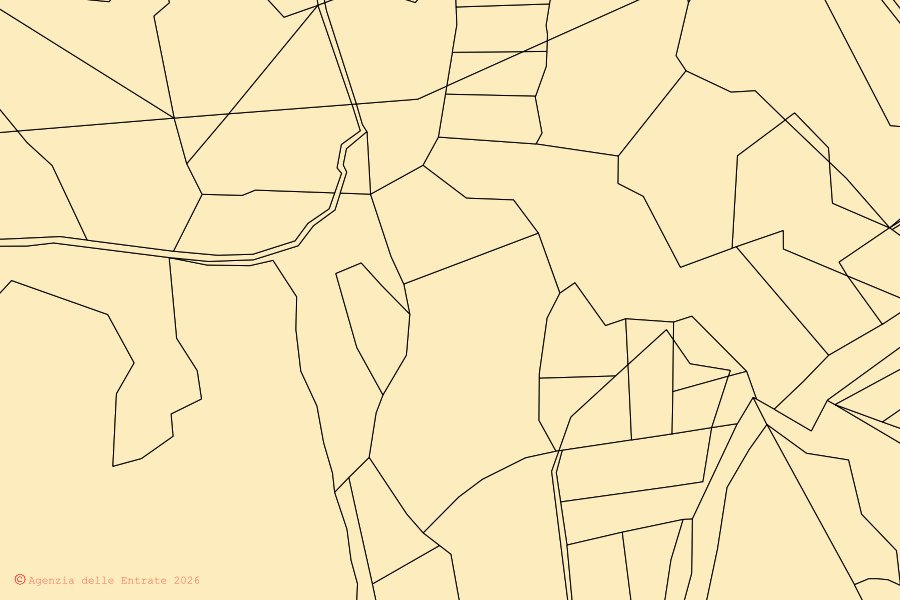 Mapa catastral del centro de Santa Severina: parcelas y edificios, cartografía de la Agenzia delle Entrate