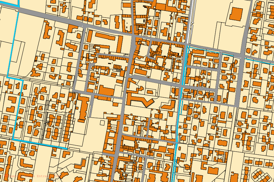 Mapa catastral del centro de Santo Stefano Ticino: parcelas y edificios, cartografía de la Agenzia delle Entrate