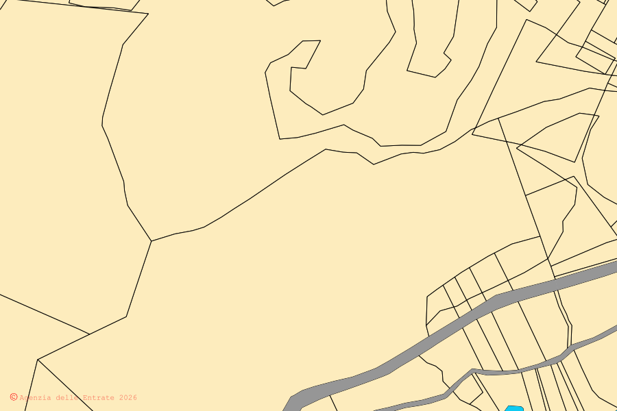 Mapa catastral del centro de Scala Coeli: parcelas y edificios, cartografía de la Agenzia delle Entrate
