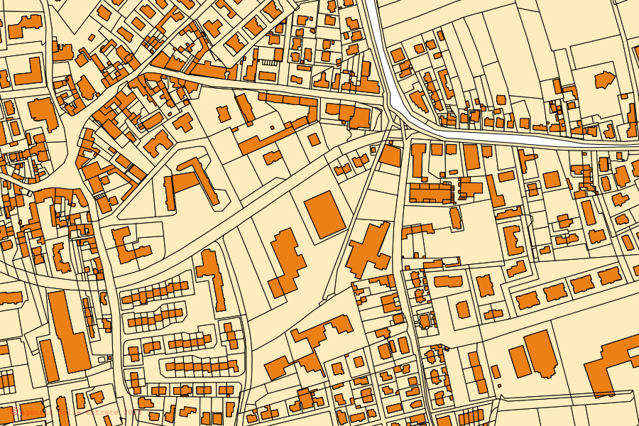 Mapa catastral del centro de Staranzano: parcelas y edificios, cartografía de la Agenzia delle Entrate