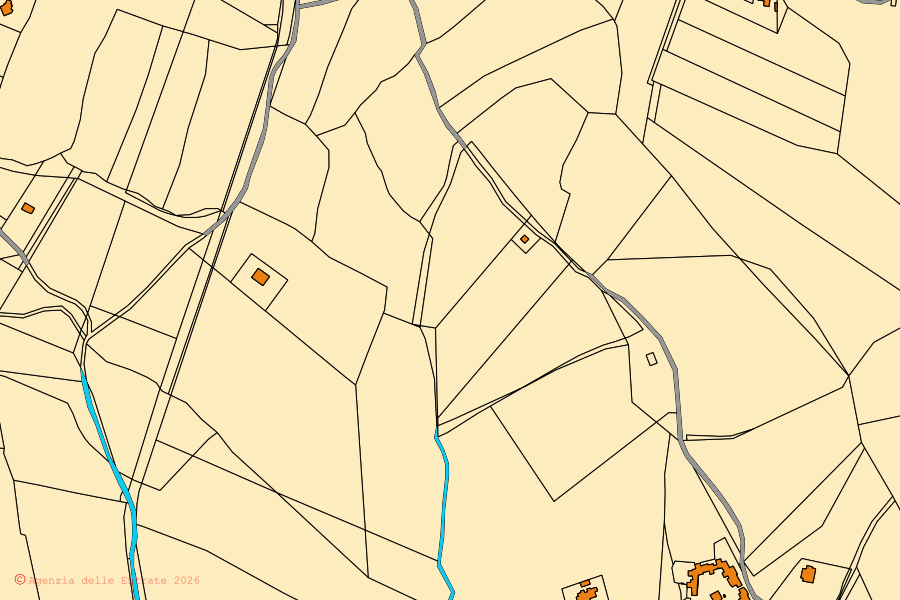 Mapa catastral del centro de Tertenia: parcelas y edificios, cartografía de la Agenzia delle Entrate