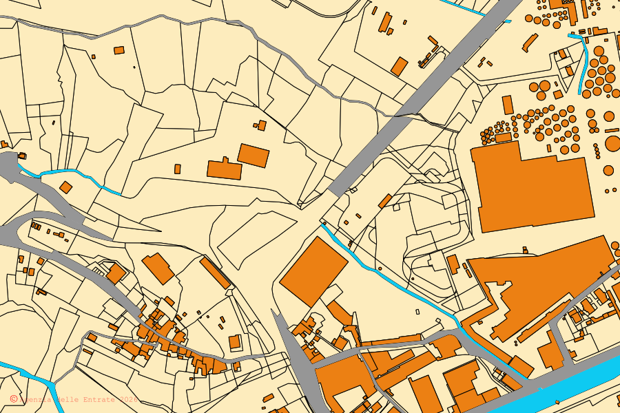 Mapa catastral del centro de Vado Ligure: parcelas y edificios, cartografía de la Agenzia delle Entrate