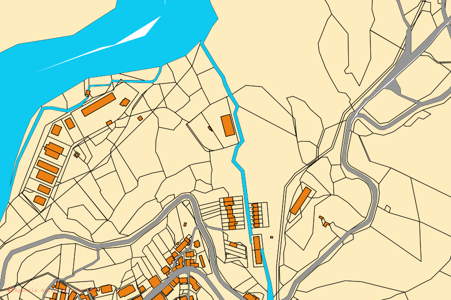 Mapa catastral del centro de Valsinni: parcelas y edificios, cartografía de la Agenzia delle Entrate