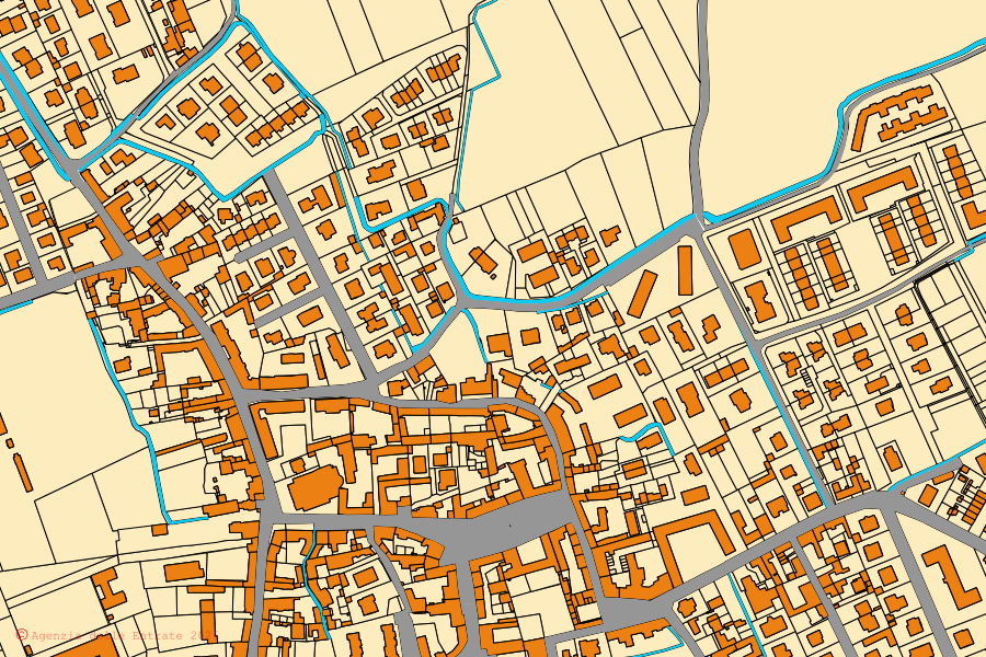 Plan cadastral du centre de Albairate : parcelles et bâtiments, cartographie de l'Agenzia delle Entrate