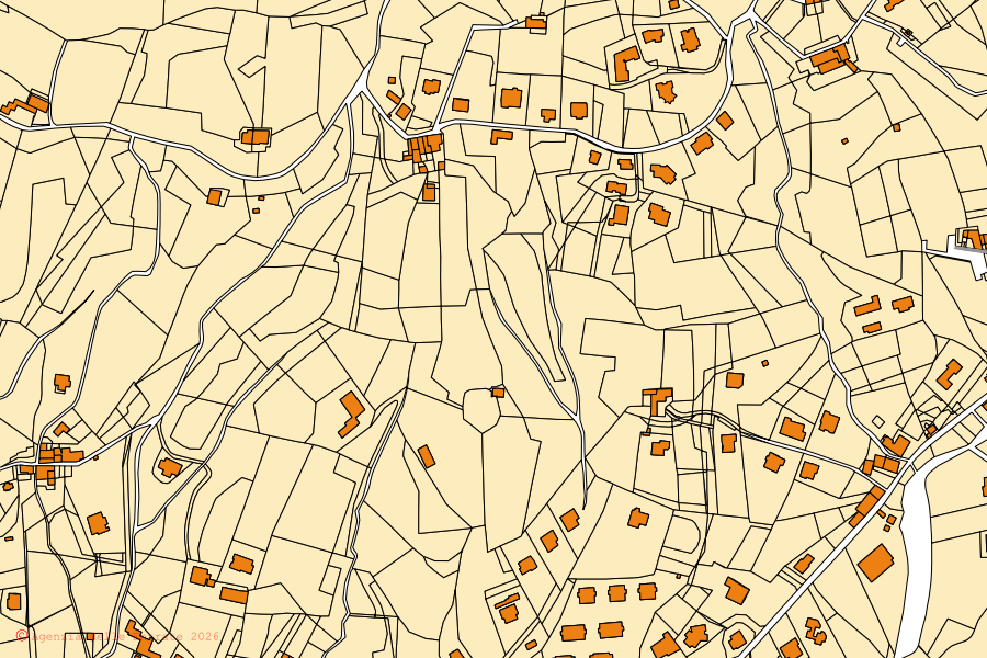 Plan cadastral du centre de Albino : parcelles et bâtiments, cartographie de l'Agenzia delle Entrate
