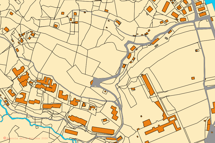 Plan cadastral du centre de Albissola Marina : parcelles et bâtiments, cartographie de l'Agenzia delle Entrate