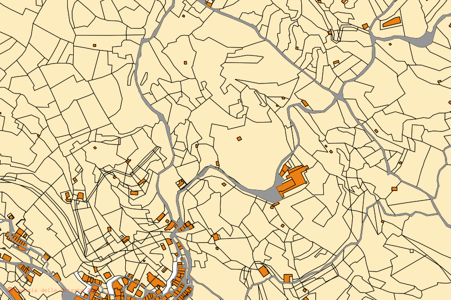 Plan cadastral du centre de Alì : parcelles et bâtiments, cartographie de l'Agenzia delle Entrate