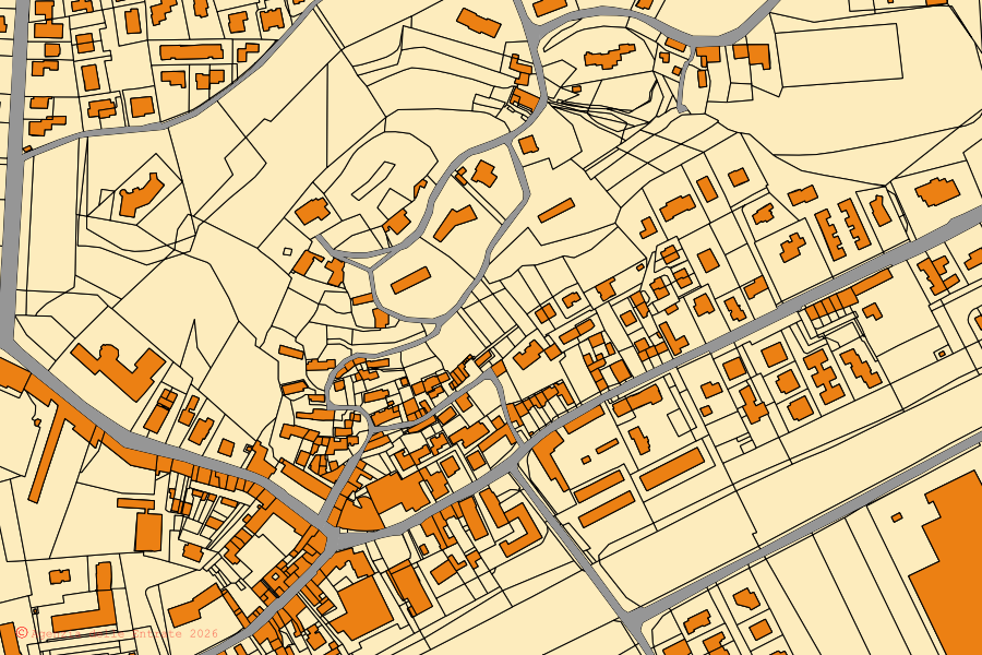 Plan cadastral du centre de Altavilla Vicentina : parcelles et bâtiments, cartographie de l'Agenzia delle Entrate