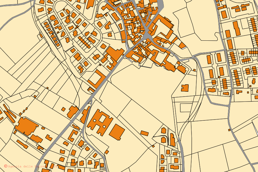 Plan cadastral du centre de Alzate Brianza : parcelles et bâtiments, cartographie de l'Agenzia delle Entrate