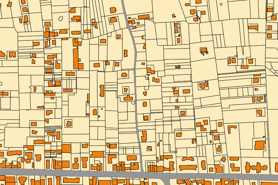 Plan cadastral du centre de Angri : parcelles et bâtiments, cartographie de l'Agenzia delle Entrate