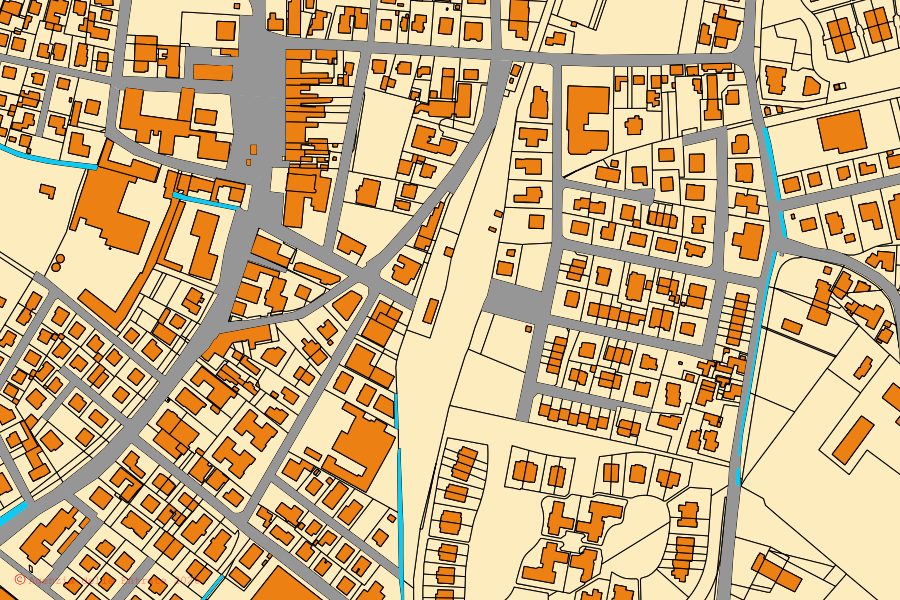 Plan cadastral du centre de Bagnolo in Piano : parcelles et bâtiments, cartographie de l'Agenzia delle Entrate