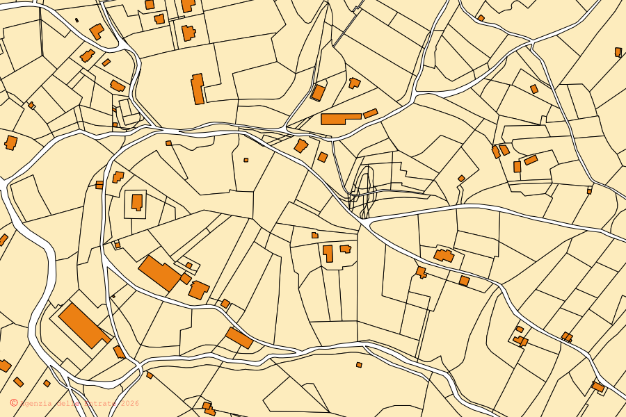 Plan cadastral du centre de Berzo San Fermo : parcelles et bâtiments, cartographie de l'Agenzia delle Entrate