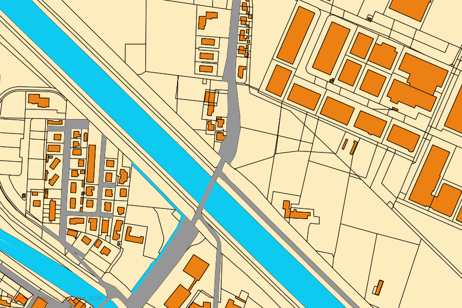 Plan cadastral du centre de Bovolenta : parcelles et bâtiments, cartographie de l'Agenzia delle Entrate