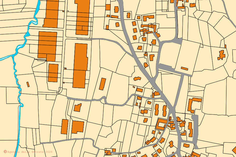 Plan cadastral du centre de Brivio : parcelles et bâtiments, cartographie de l'Agenzia delle Entrate