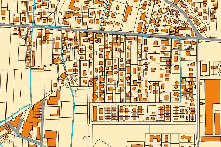 Plan cadastral du centre de Brugherio : parcelles et bâtiments, cartographie de l'Agenzia delle Entrate