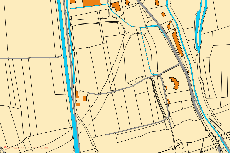 Plan cadastral du centre de Calcio : parcelles et bâtiments, cartographie de l'Agenzia delle Entrate