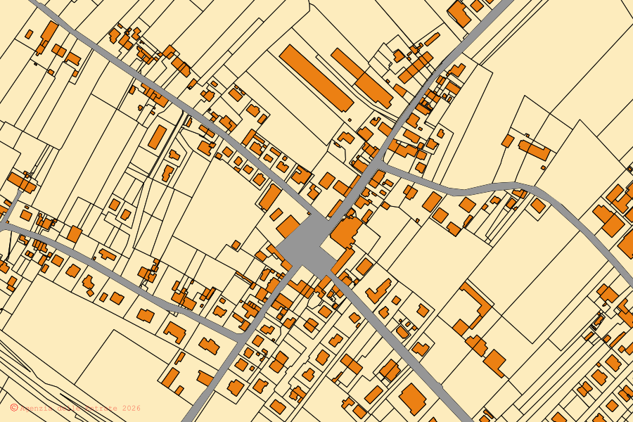 Plan cadastral du centre de Calto : parcelles et bâtiments, cartographie de l'Agenzia delle Entrate