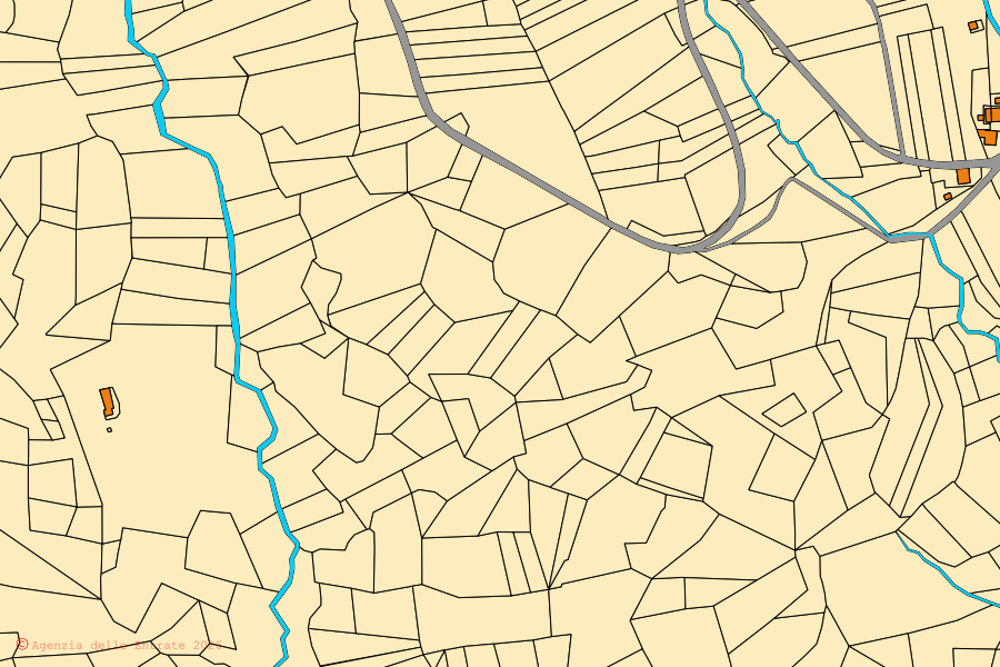 Plan cadastral du centre de Camburzano : parcelles et bâtiments, cartographie de l'Agenzia delle Entrate