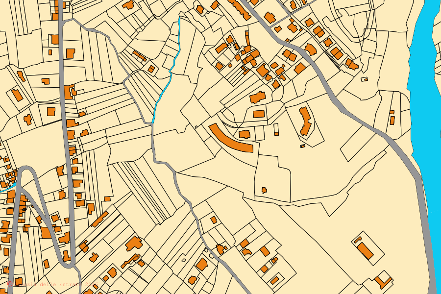 Plan cadastral du centre de Castelforte : parcelles et bâtiments, cartographie de l'Agenzia delle Entrate